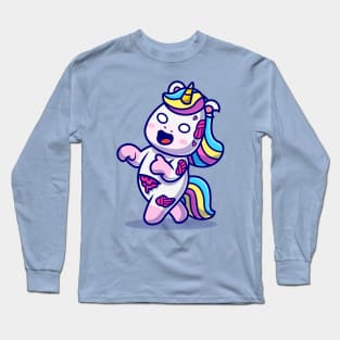 Cute Unicorn Zombie Cartoon Long Sleeve T-Shirt